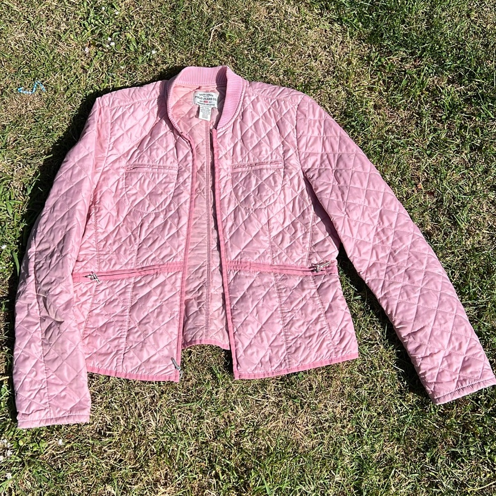 Vintage XL Pink Ralph Lauren Polo thin Puffer jacket